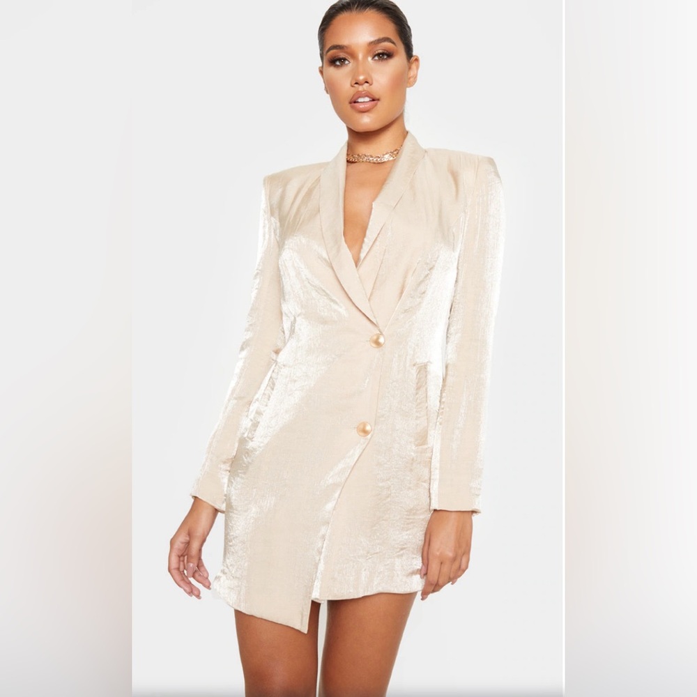 NWT Pretty Little Thing champagne suit jacket dress